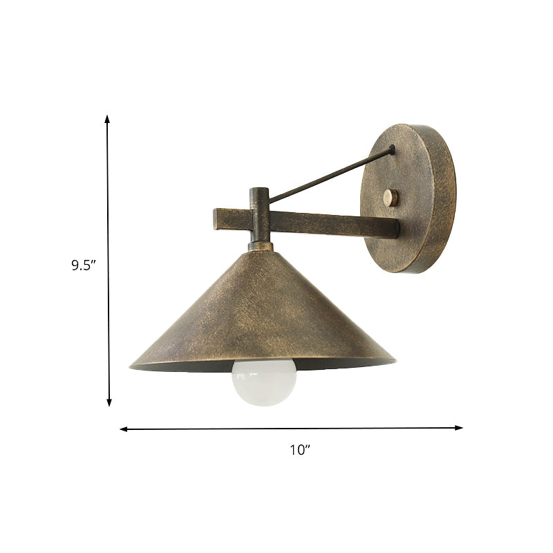Frendorf | 1 Lichtmetalen Wandlamp Licht Industrieel Verouderd Zilver/Bronze Kegel Eetkamer Verlichtingsarmatuur