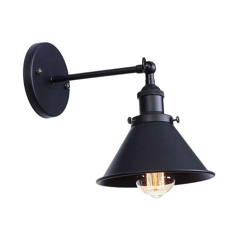 Frendorf | Schwarz/Messing-Finish Flared Sconce Lichtarmatur Industrie Metall 1 Glühbirne Schlafzimmer Wandlicht, 7"/8,5" Breite