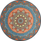Frendorf | Blau und Orange Tribal Teppich mit Blatt Polyester Southwestern Druck Teppich Rutschfeste Rückseite Teppich für Schlafzimmer