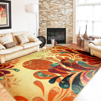 Frendorf | Boho Paisley Teppich in Gelb Bohemian Teppich Polyester rutschfeste Rückseite Teppich für Schlafzimmer