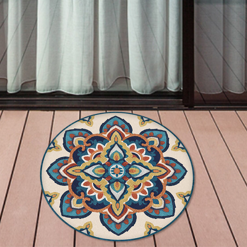 Frendorf | Blau und Gelb Südwest Teppich Synthetisch Tribal Teppich Antirutsch Rückseite Bereich Teppich für Schlafzimmer