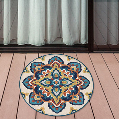 Frendorf | Blau und Gelb Südwest Teppich Synthetisch Tribal Teppich Antirutsch Rückseite Bereich Teppich für Schlafzimmer