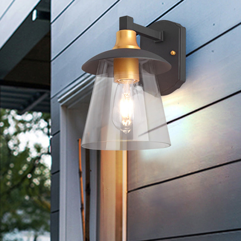 Frendorf | Klarglas Schwarze Wandlampe Beleuchtung Zylinder/Halbkreis/Rechteck 1-Licht Industrie Lichtarmatur, 6"/8" Breit