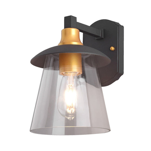 Frendorf | Klarglas Schwarze Wandlampe Beleuchtung Zylinder/Halbkreis/Rechteck 1-Licht Industrie Lichtarmatur, 6"/8" Breit