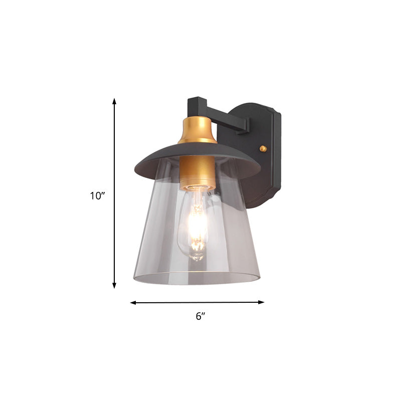Frendorf | Klarglas Schwarze Wandlampe Beleuchtung Zylinder/Halbkreis/Rechteck 1-Licht Industrie Lichtarmatur, 6"/8" Breit