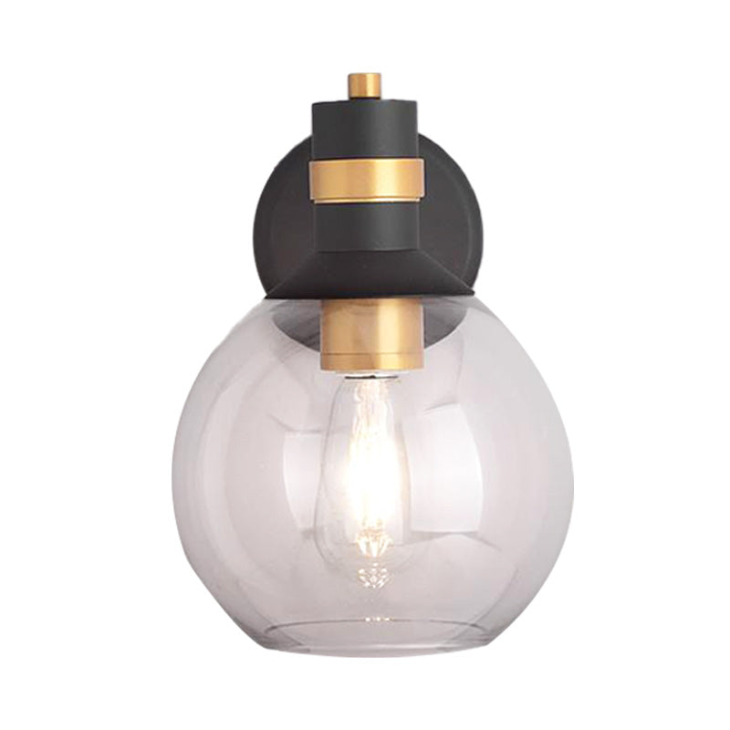 Frendorf | Klarglas Schwarze Wandlampe Beleuchtung Zylinder/Halbkreis/Rechteck 1-Licht Industrie Lichtarmatur, 6"/8" Breit