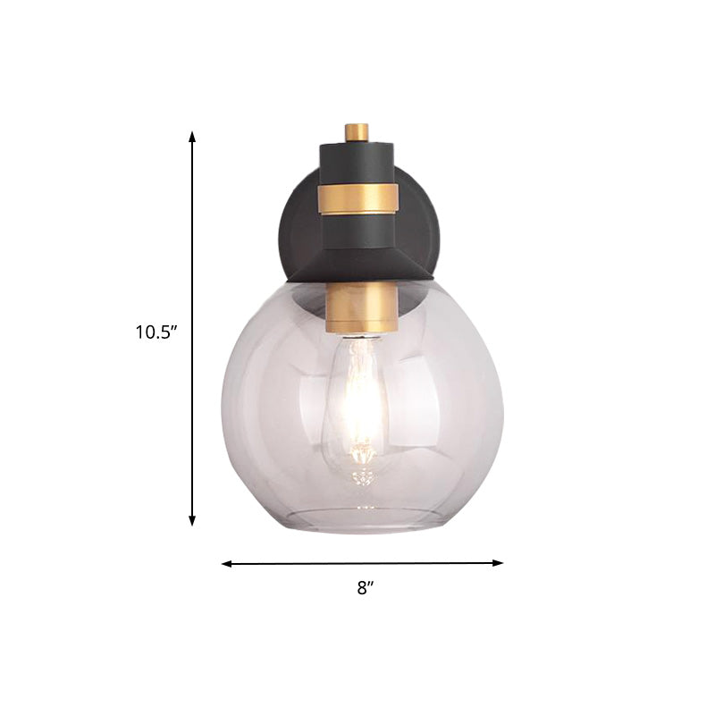 Frendorf | Klarglas Schwarze Wandlampe Beleuchtung Zylinder/Halbkreis/Rechteck 1-Licht Industrie Lichtarmatur, 6"/8" Breit