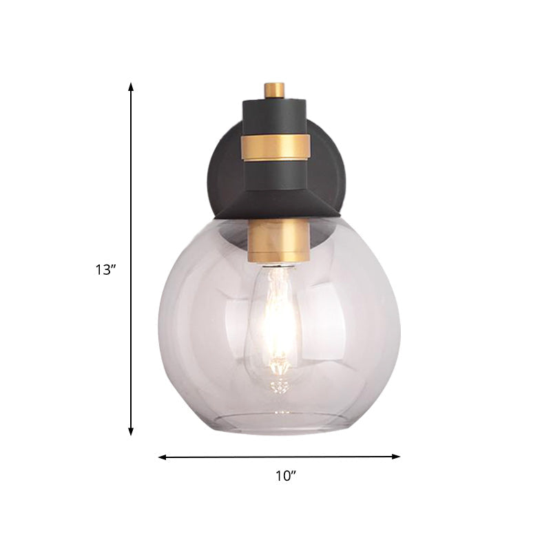 Frendorf | Klarglas Schwarze Wandlampe Beleuchtung Zylinder/Halbkreis/Rechteck 1-Licht Industrie Lichtarmatur, 6"/8" Breit