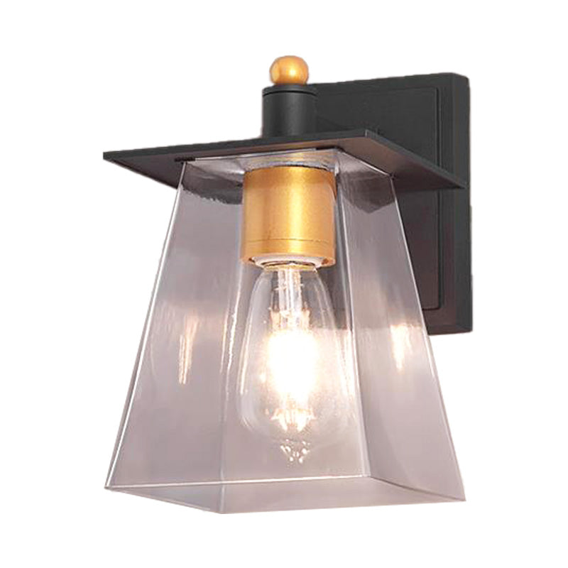Frendorf | Klarglas Schwarze Wandlampe Beleuchtung Zylinder/Halbkreis/Rechteck 1-Licht Industrie Lichtarmatur, 6"/8" Breit
