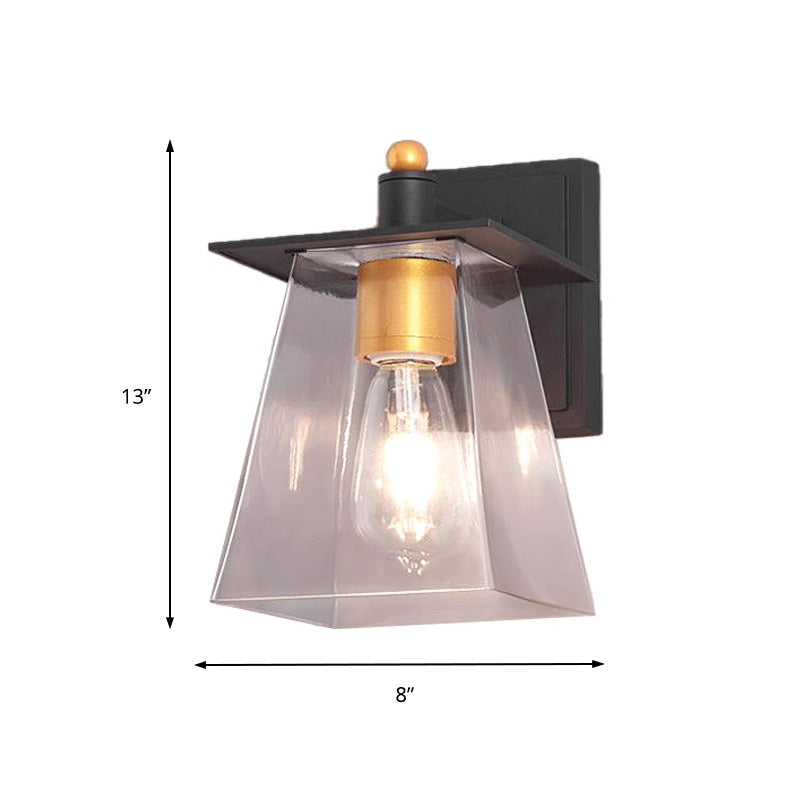 Frendorf | Klarglas Schwarze Wandlampe Beleuchtung Zylinder/Halbkreis/Rechteck 1-Licht Industrie Lichtarmatur, 6"/8" Breit