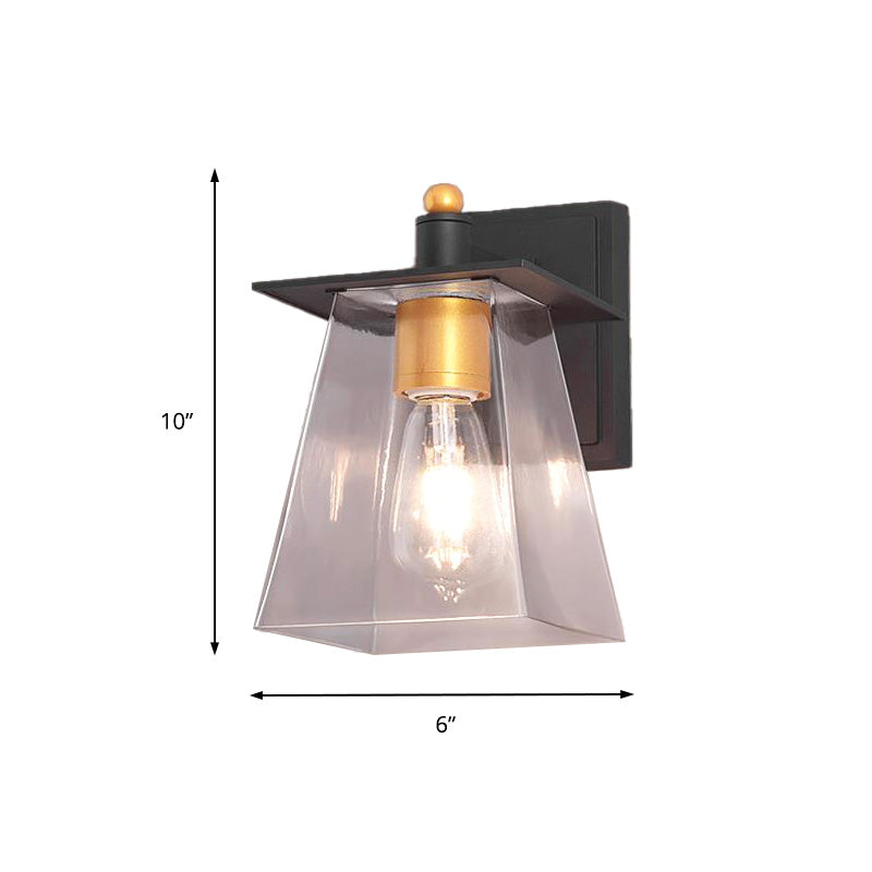 Frendorf | Klarglas Schwarze Wandlampe Beleuchtung Zylinder/Halbkreis/Rechteck 1-Licht Industrie Lichtarmatur, 6"/8" Breit