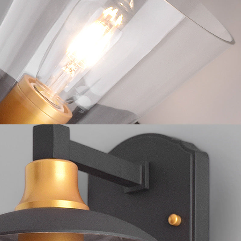Frendorf | Klarglas Schwarze Wandlampe Beleuchtung Zylinder/Halbkreis/Rechteck 1-Licht Industrie Lichtarmatur, 6"/8" Breit