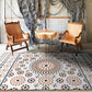 Frendorf | Retro Floral Circle Diamond Teppich in Weiß Bohemian Teppich Polyester Anti-Rutsch Teppich für Schlafzimmer
