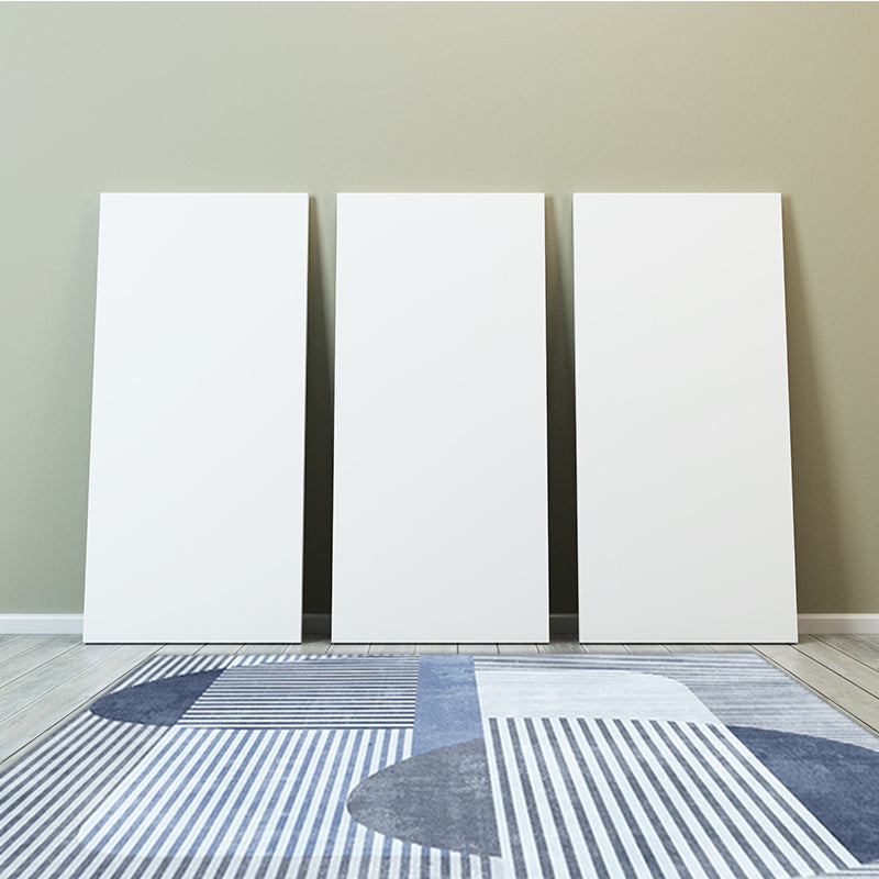 Frendorf | Blau und Grau Einfacher Teppich Polyester Gestreift Abstrakt Farbkombination Teppich Waschbarer Rechteckteppich für Wohnzimmer