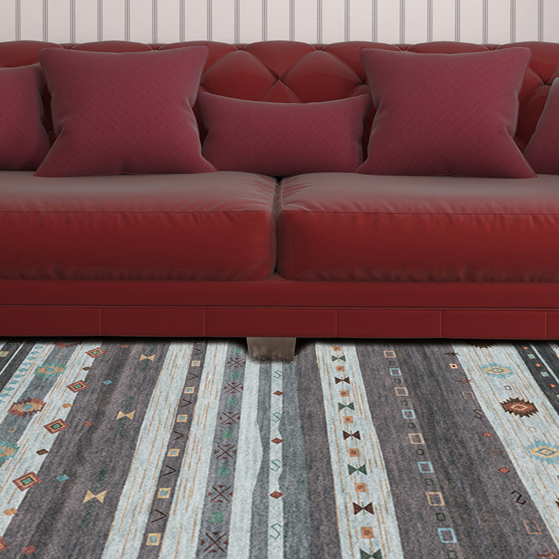 Frendorf | Funky Stripe Rectangle Diamond Teppich in Rot Bohemian Teppich Polyester rutschfeste Rückseite Teppich für Schlafzimmer