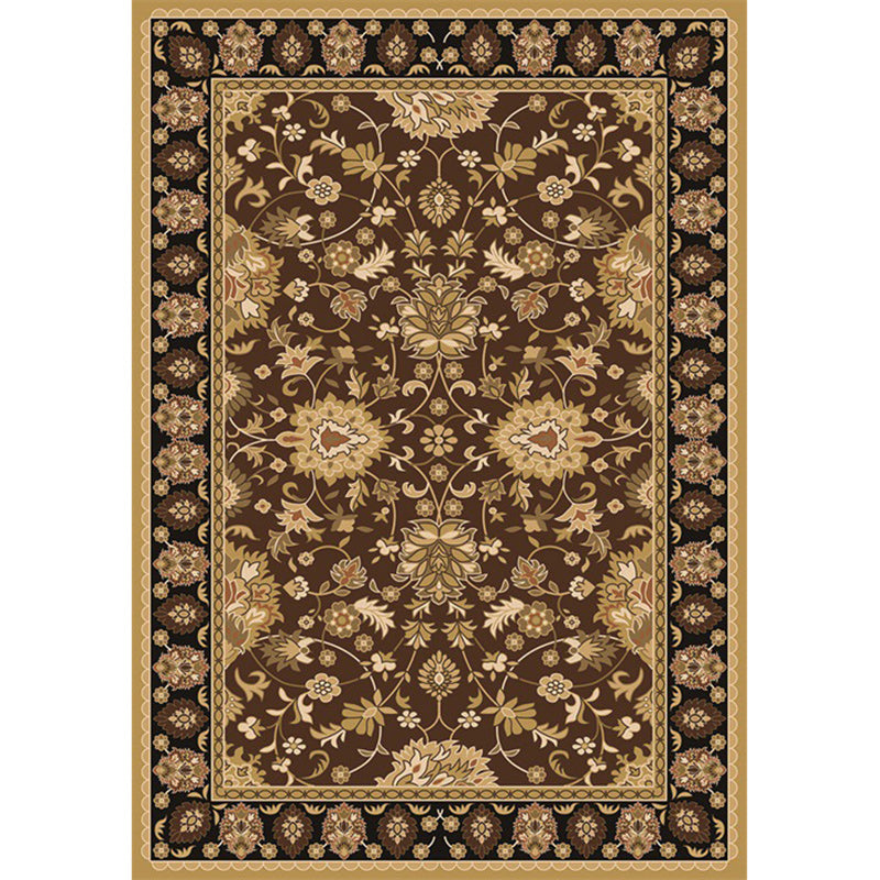Frendorf | Persian petal pattern rug in brown Moroccan rug polyester non-slip mat rug for bedroom