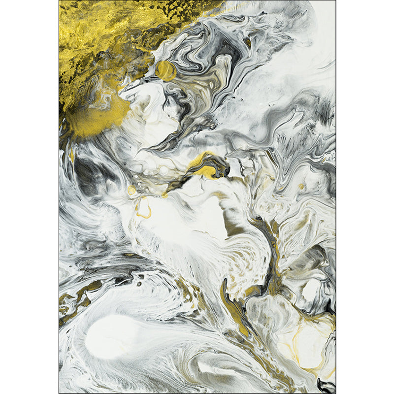 Frendorf | Modernes Weißes Abstractes Gemälde Druck Teppich Polyester Teppich Waschbar Teppich für Schlafzimmer