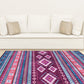 Frendorf | Boho-Chic Blumen Kette Kreuz Teppich in Blau Bohemian Teppich Polyester Waschbar Teppich für Schlafzimmer