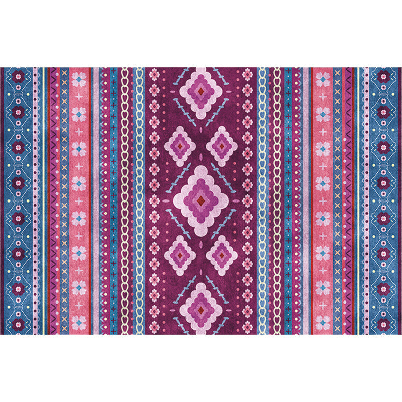 Frendorf | Boho-Chic Blumen Kette Kreuz Teppich in Blau Bohemian Teppich Polyester Waschbar Teppich für Schlafzimmer
