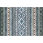 Frendorf | Boho-Chic Blumen Kette Kreuz Teppich in Blau Bohemian Teppich Polyester Waschbar Teppich für Schlafzimmer