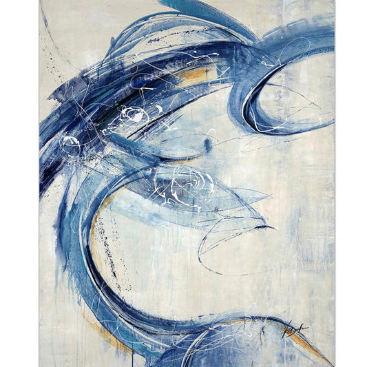 Frendorf | Blauer und weißer moderner Teppich Polyester abstrakter Teppich rutschfeste Rückseite waschbarer Teppich für das Wohnzimmer