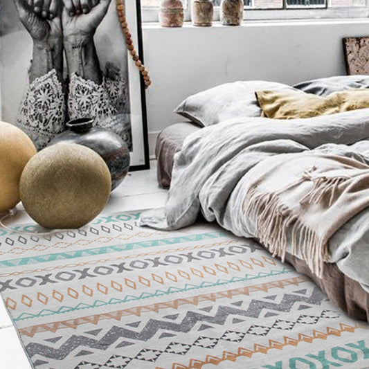 Frendorf | Boho-Chic Golf Diamant Dreieck Teppich in Hellgrün Bohemian Teppich Polyester Rutschfeste Rückseite Teppich für Arbeitszimmer