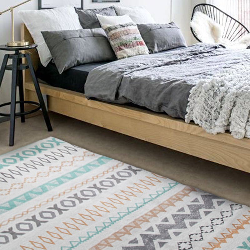 Frendorf | Boho-Chic Golf Diamant Dreieck Teppich in Hellgrün Bohemian Teppich Polyester Rutschfeste Rückseite Teppich für Arbeitszimmer