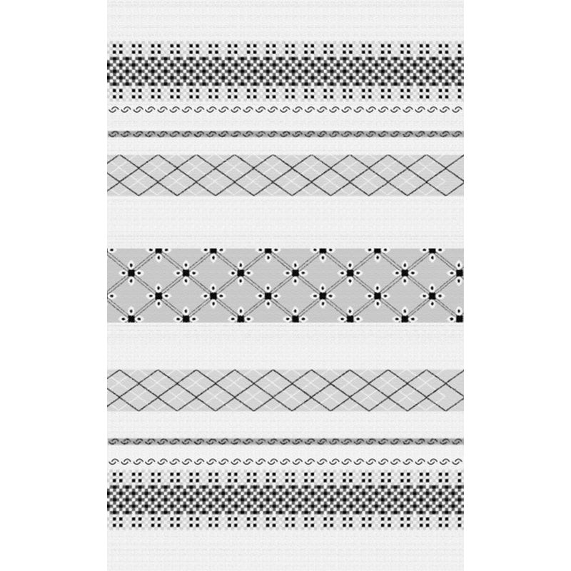 Frendorf | Boho-Chic Geometrische Streifen Diamant Teppich in Weiß Bohemian Teppich Polyester Rutschfester Teppich für Wohnzimmer