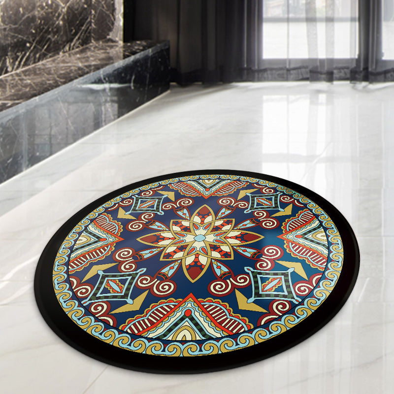 Frendorf | Blau und Schwarz Americana Teppich Polyester Southwestern Teppich rutschfeste Rückseite Teppich für Schlafzimmer