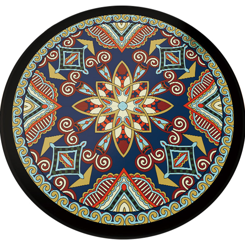 Frendorf | Blau und Schwarz Americana Teppich Polyester Southwestern Teppich rutschfeste Rückseite Teppich für Schlafzimmer