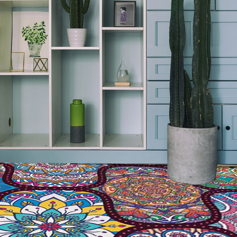 Frendorf | Farbenfroher Schlafzimmer Marokkanische Blumen Punkte Muster Teppich Polyester maschinenwaschbar rutschfeste Rückseite Teppich