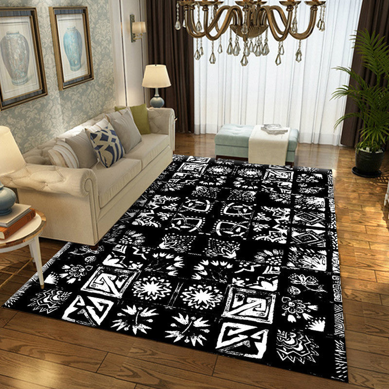 Frendorf | Orientalische Blumen Quadrat Muster Teppich in Weiß Marokkanischer Teppich Polyester Rutschfeste Rückseite Teppich für Schlafzimmer