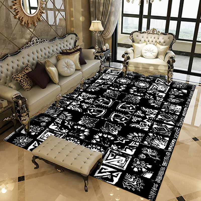 Frendorf | Orientalische Blumen Quadrat Muster Teppich in Weiß Marokkanischer Teppich Polyester Rutschfeste Rückseite Teppich für Schlafzimmer