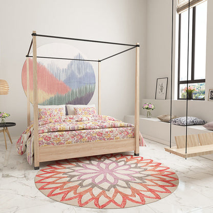 Frendorf | Rote und grüne marokkanische Teppich Polyester Blumen Teppich rutschfeste Rückseite Teppich für Wohnzimmer