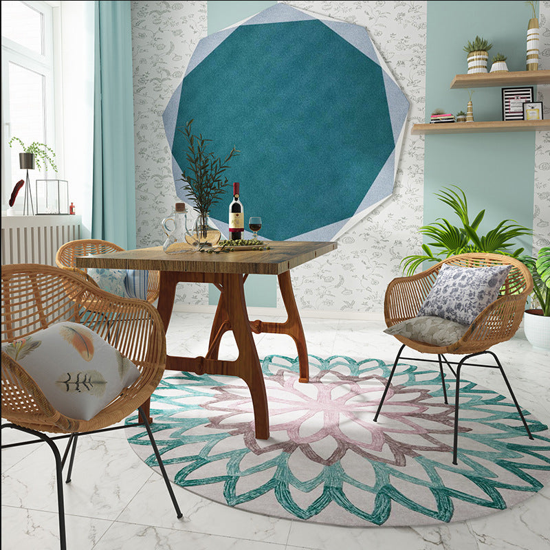 Frendorf | Rote und grüne marokkanische Teppich Polyester Blumen Teppich rutschfeste Rückseite Teppich für Wohnzimmer