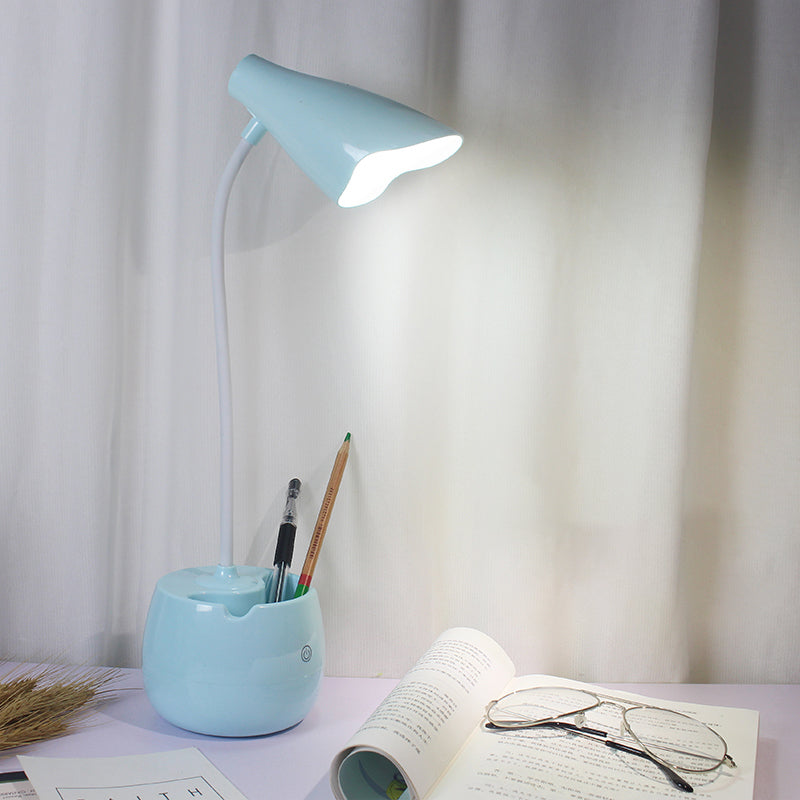 Augenfreundliche Flexible Gooseneck Schreibtischlampe Stifthalter Design LED USB Lade Leselampe in Blau/Rot/Weiß/Gelb