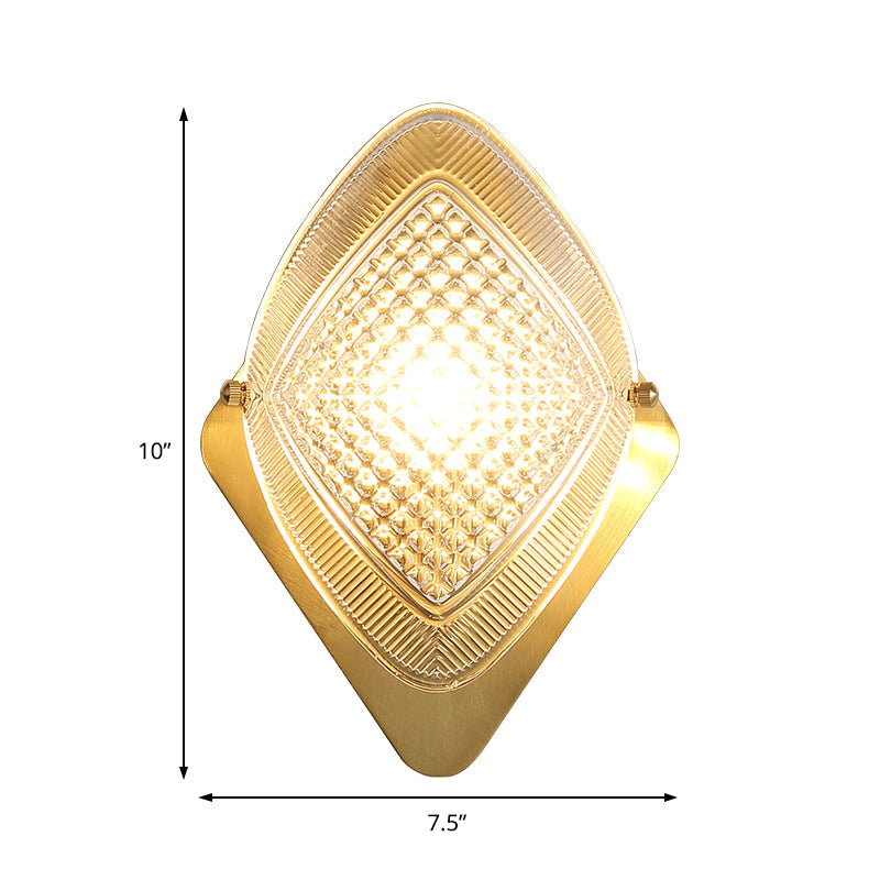 Frendorf | 1 Glühbirne Rhombus Wandlicht Fixture Modern Stilvolles Metall und klares Kristall Wandleuchte Lampe in Messing-Finish