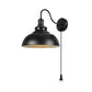 Frendorf | Schwarze Kuppel Wandleuchte Farmhouse Metall 1 Licht Schlafzimmer Zimmer Wandlampe mit Stecker-Kabel