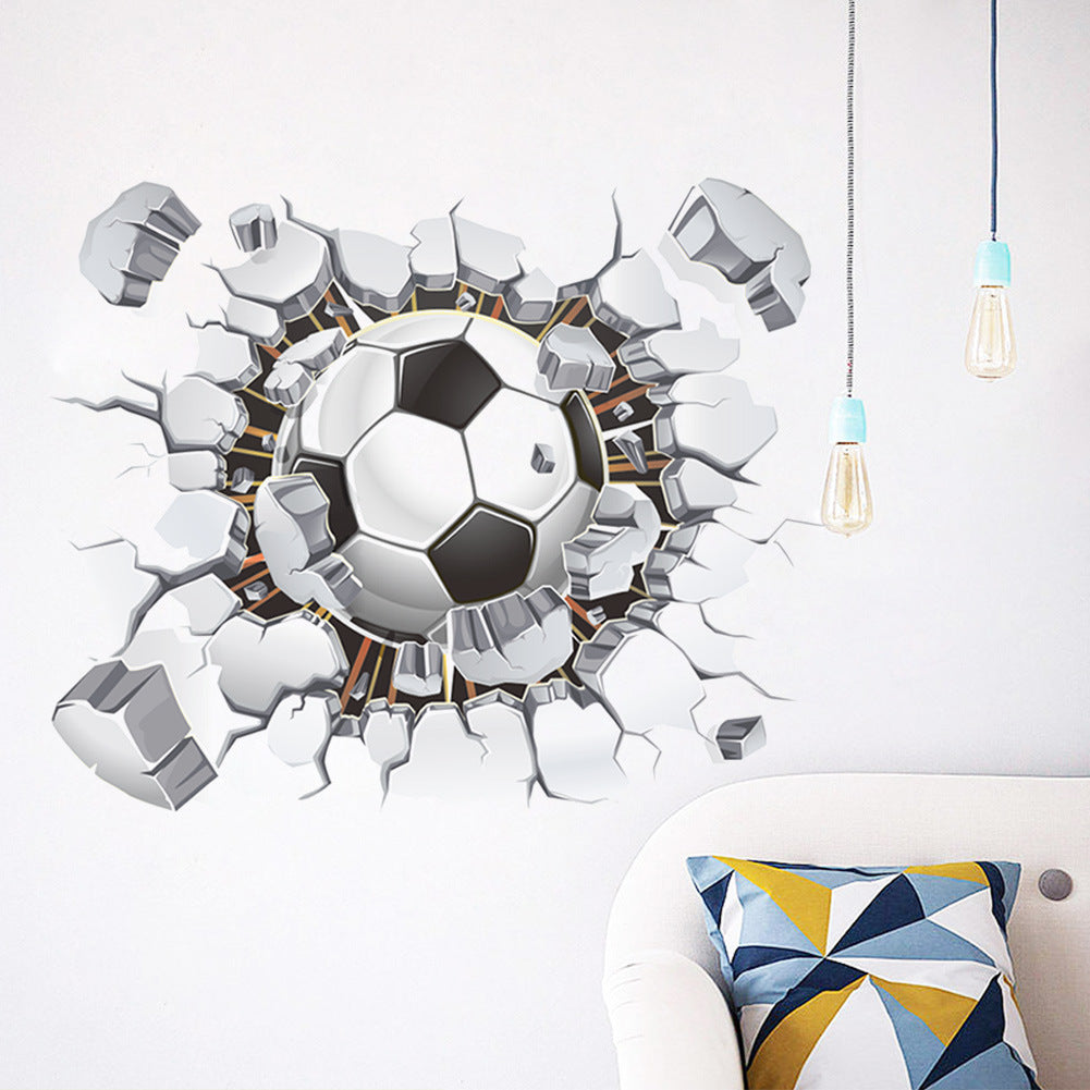 Frendorf | Cartoon Wandtattoo Fußball zerbrochene Wand