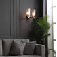 Frendorf | Textured Glass Oval Wall Lamp Modern 1/2-Light Wall Light Fixture in Black and Gold for Corridor