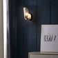 Frendorf | Textured Glass Oval Wall Lamp Modern 1/2-Light Wall Light Fixture in Black and Gold for Corridor