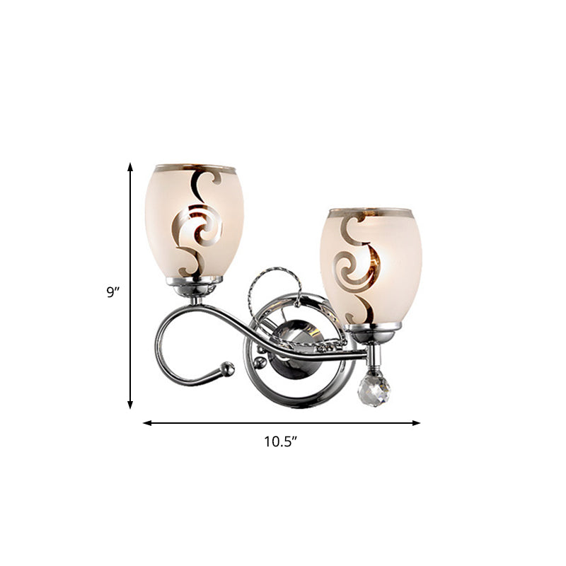Frendorf | 2 Glühbirnen Bowl Wandbeleuchtung Moderne Stil Glas Wandbeleuchtung mit Kristallkugel in Chrom für Wohnzimmer