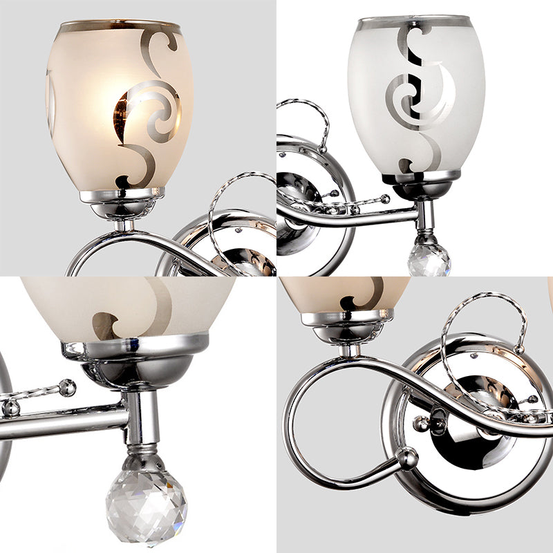 Frendorf | 2 Glühbirnen Bowl Wandbeleuchtung Moderne Stil Glas Wandbeleuchtung mit Kristallkugel in Chrom für Wohnzimmer