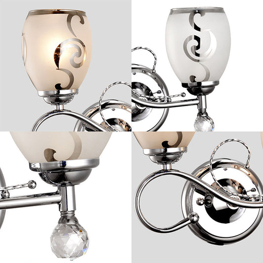 Frendorf | 2 Glühbirnen Bowl Wandbeleuchtung Moderne Stil Glas Wandbeleuchtung mit Kristallkugel in Chrom für Wohnzimmer