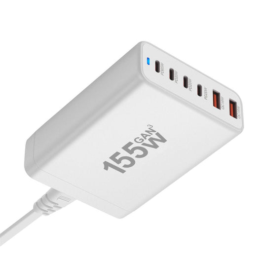 Frendorf | 155W GaN 6-Port USB-C Ladegerät – Schnelles Laden für Smartphones, Laptops & mehr