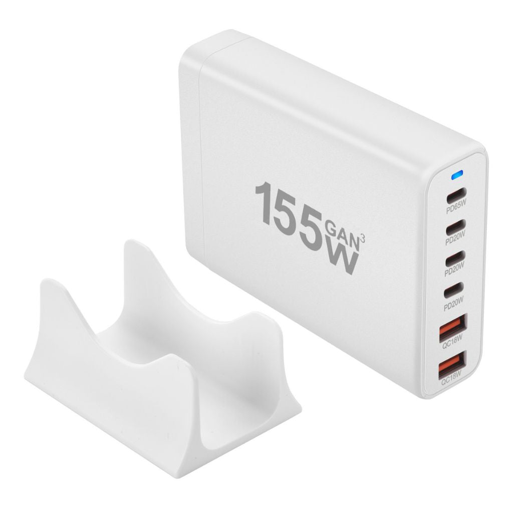 Frendorf | 155W GaN 6-Port USB-C Ladegerät – Schnelles Laden für Smartphones, Laptops & mehr
