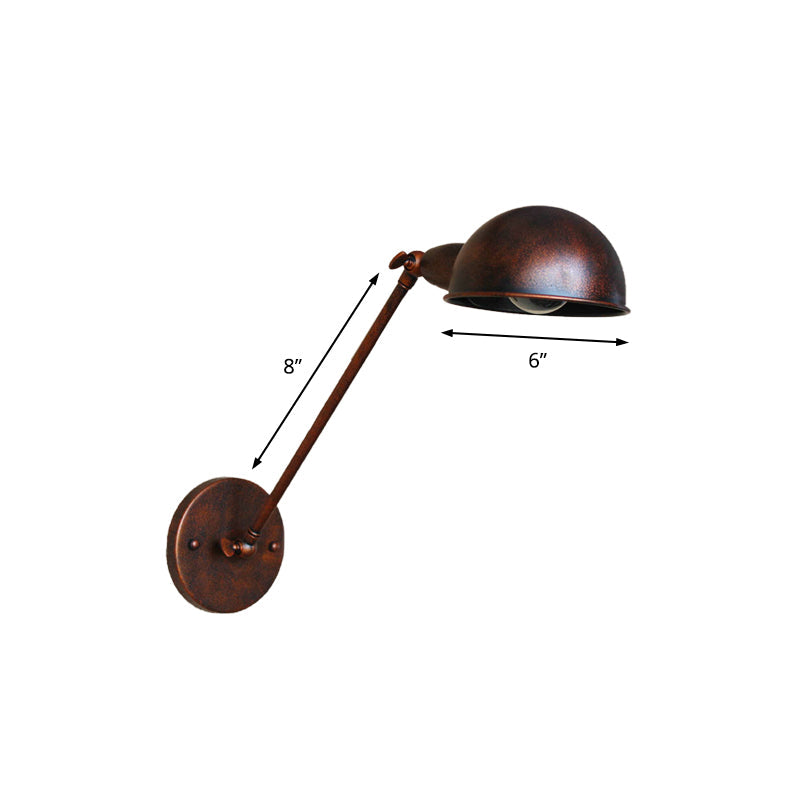 Rust 1 Licht Wandlampe Bauernhaus Stil Schmiedeeisen Verstellbare Dombestecklampe für Nachttisch
