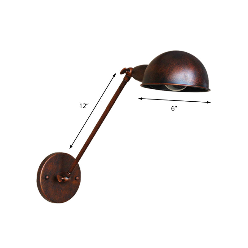 Rust 1 Licht Wandlampe Bauernhaus Stil Schmiedeeisen Verstellbare Dombestecklampe für Nachttisch