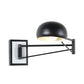 Frendorf | Schwenkarm-Metall-Wandleuchte mit Kuppelschirm Retro Stilvolle 1-Licht-Nachtwandbeleuchtung in Schwarz/Weiß