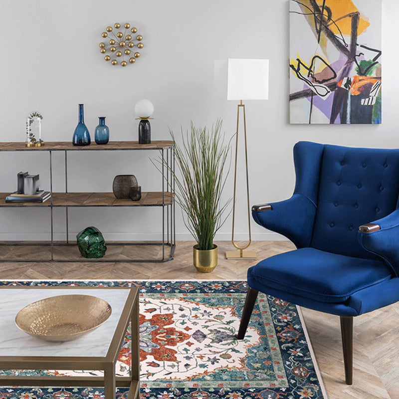 Frendorf | Marokkanische Wohnzimmer Tapete Bunt Medaillon Blatt Blumenmuster Teppich Polyester rutschfester Bodenbelag
